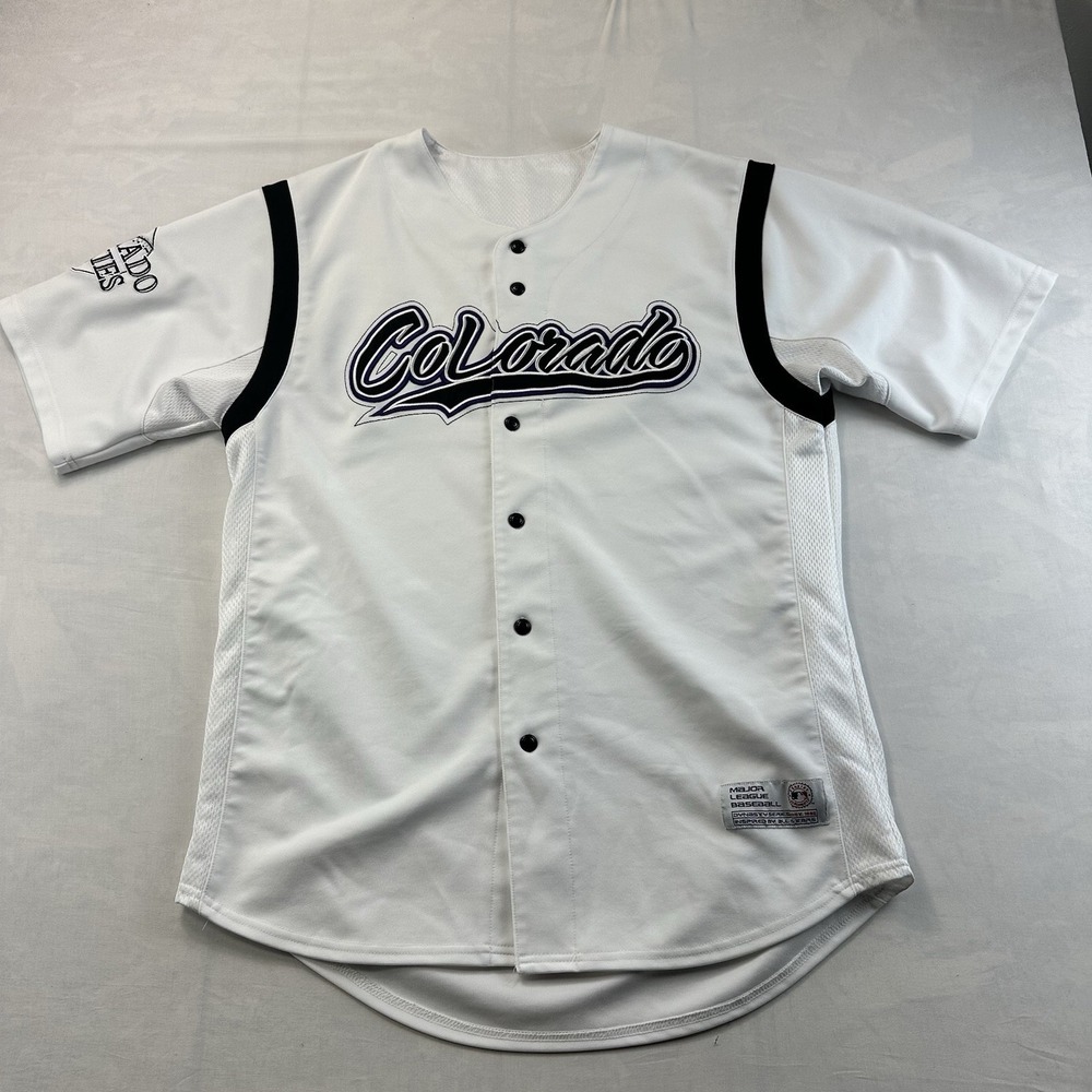 Colorado Rockies Dynasty MLB Baseball Jersey White Button Front Men's Large L